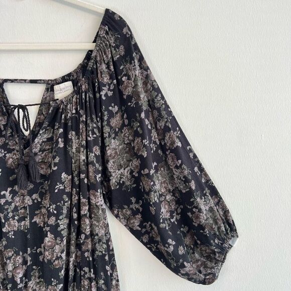 Denim & Supply Ralph Lauren Women’s Large Black Floral Wrap Tie Front Mini Dress - Picture 3 of 10
